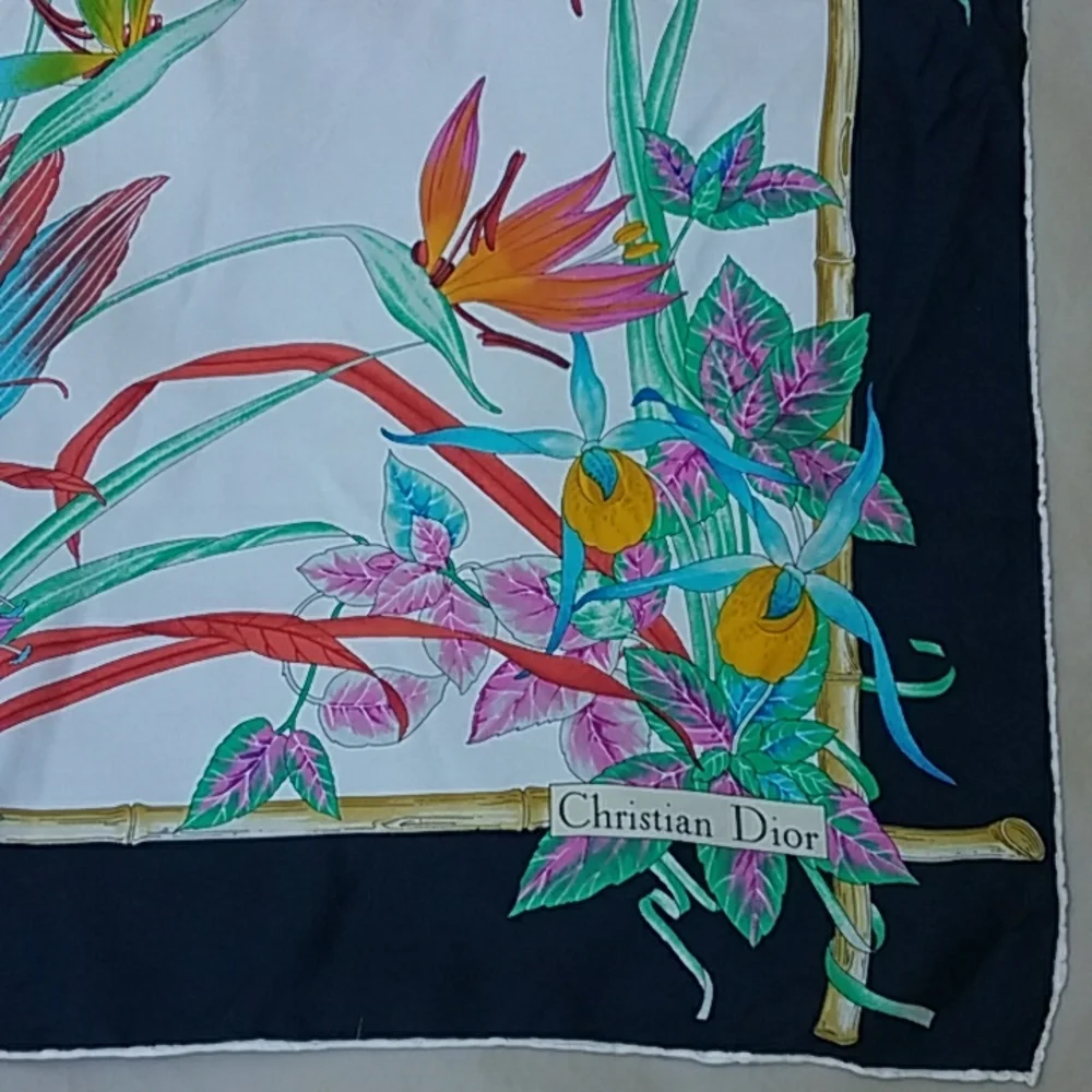 Christian Dior silk scarf size 34 x 34 Made in Italy Vintage